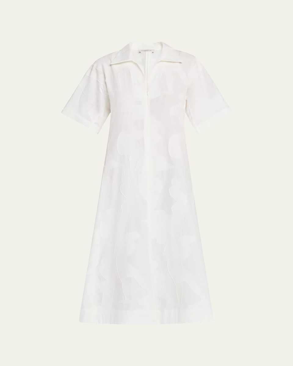 A-Line Fil Coupe Jacquard Midi Dress